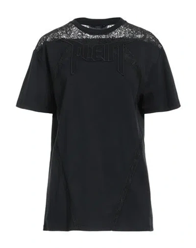 Philipp Plein Woman T-shirt Black Size S Cotton, Polyamide, Viscose, Polyester