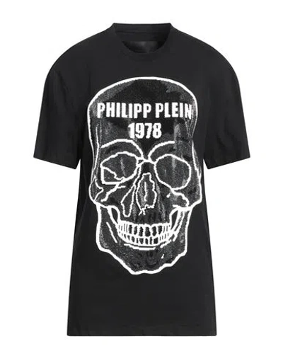 Philipp Plein Woman T-shirt Black Size Xs Cotton, Glass