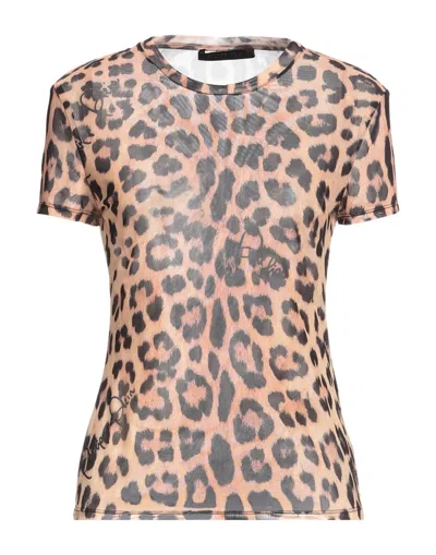 Philipp Plein Woman T-shirt Camel Size Xl Polyester, Elastane In Beige