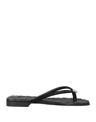 Philipp Plein Woman Thong Sandal Black Size 8 Leather