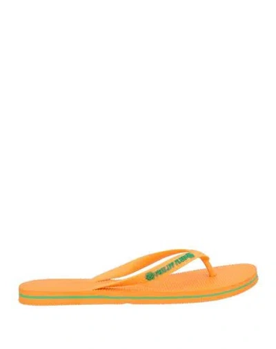 Philipp Plein Woman Toe Strap Sandals Orange Size 8-9 Rubber