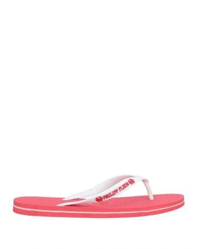 Philipp Plein Woman Toe Strap Sandals White Size 10-11 Rubber
