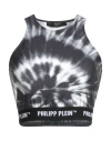 Philipp Plein Woman Top Black Size L Polyester, Elastane In Gray