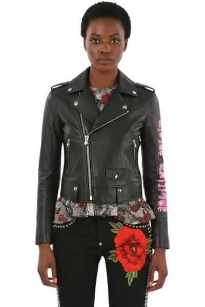 Philipp Plein Women Black Embroidered Notched Lapel Jacket