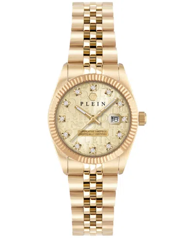PHILIPP PLEIN WOMEN'S DATE SUPERLATIVE GOLD ION PLATED STAINLESS STEEL BRACELET WATCH 28MM