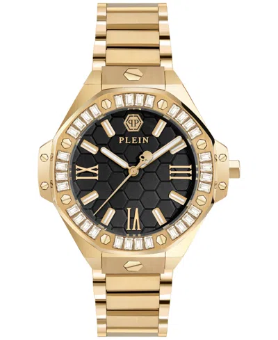PHILIPP PLEIN WOMEN'S LADY ROYAL CRYSTAL GOLD ION PLATED STAINLESS STEEL BRACELET WATCH 39MM