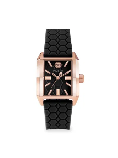 Philipp Plein Women's Offshore 29.5mm Ip Rose Gold Stainless Steel & Silicone Strap Watch In Black