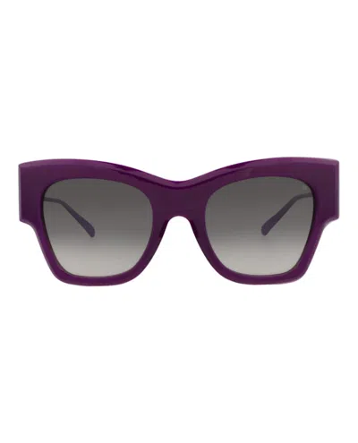 Pre-owned Philipp Plein Women's  Cat Eyeframe Acetate Sunglasses In Violet Violet Smoke (spp120m/53/0875)