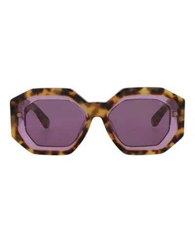 Pre-owned Philipp Plein Women's  Squareframe Acetate Sunglasses In Havana Havana Violet (spp098m/53/0778)