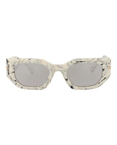 Pre-owned Philipp Plein Women's  Squareframe Acetate Sunglasses In Ivory Ivory Grey (spp066m/51/09yl)
