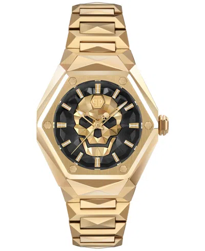 PHILIPP PLEIN WOMEN'S SKULL SPIKES GOLD ION PLATED STAINLESS STEEL BRACELET WATCH 40MM