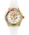 Philipp Plein Women's Skull Spikes White Silicone Strap Watch 40mm In Gold