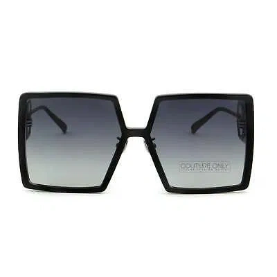 Pre-owned Philipp Plein Women Square Sunglasses Black Oversized Spp028m-0700 Gradient In Gray