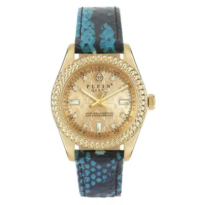 Pre-owned Philipp Plein Women's Watch Analog Quartz Queen Crystal Pwdaa0221 Leather