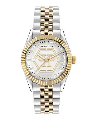 Pre-owned Philipp Plein Womens Date Superlative Two Tone 38mm Bracelet Fashion Watch