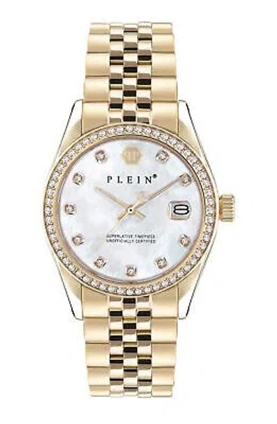 Pre-owned Philipp Plein Womens Gold 34mm Bracelet Fashion Watch