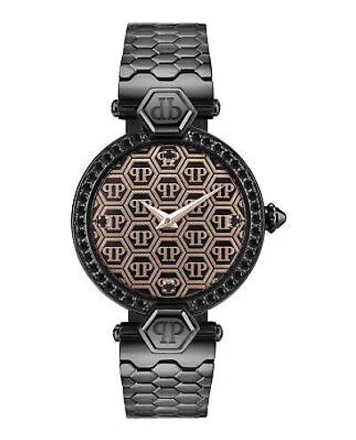 Pre-owned Philipp Plein Womens Plein Couture Ip Black 32mm Bracelet Fashion Watch