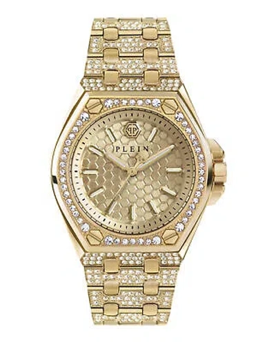 Pre-owned Philipp Plein Womens Plein Extreme Ip Yellow Gold 38mm Bracelet Fashion Watch