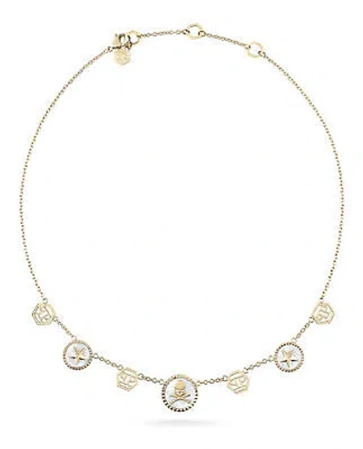 Pre-owned Philipp Plein Womens Plein Mini Logo Cable Chain Necklace In Gold