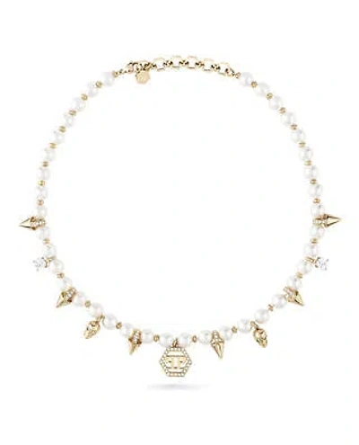 Pre-owned Philipp Plein Womens Rhapsody Crystal Necklace In Gold