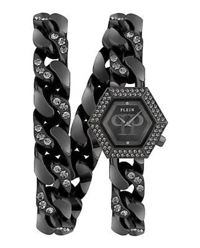 Pre-owned Philipp Plein Womens The Hexagon Black 28mm Bracelet Fashion Watch