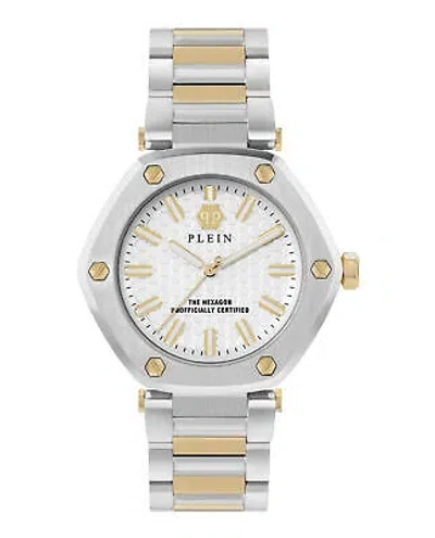 Pre-owned Philipp Plein Womens The Hexagon Two Tone 38mm Bracelet Fashion Watch