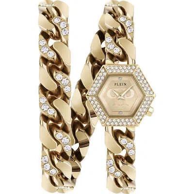 Pre-owned Philipp Plein Womens Wristwatch  Hexagon Pwwba0523 Stainless Steel Golden