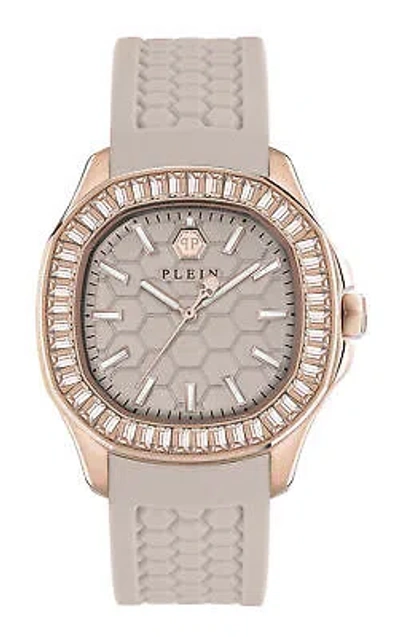 Pre-owned Philipp Plein Womens Wristwatch  Lady Pwtaa0423 Silicone Gray Gold Rose