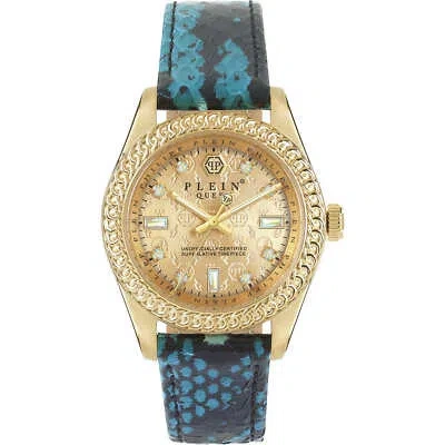 Pre-owned Philipp Plein Womens Wristwatch  Queen Pwdaa0221 Leather Light Blue Black