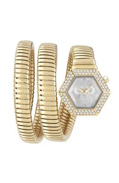 Pre-owned Philipp Plein Womens Wristwatch  Snake Hexagon Pwzaa0423 Stainless Steel Golden