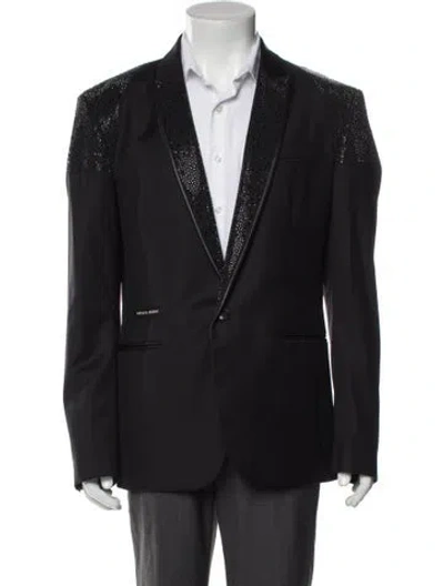 Pre-owned Philipp Plein Wool Beaded Accents Blazer In Black