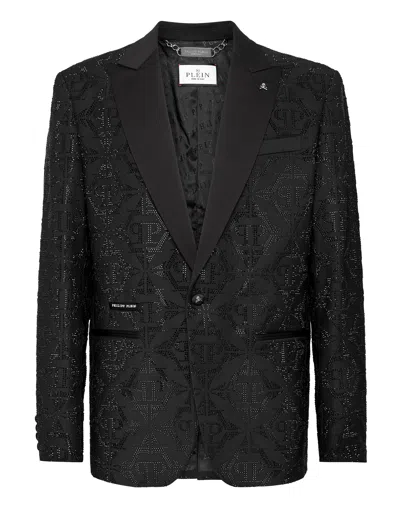 Philipp Plein Wool Blazer Lord Fit Hexagon In Black