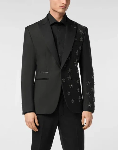 Philipp Plein Wool Blazer Lord Fit Stars Men In Black