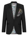 Philipp Plein Wool Blazer Lord Fit Tattoo In Black