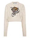 Philipp Plein Wool Blend Pullover Round Neck Ls Tattoo In White