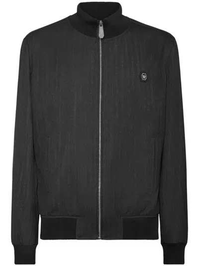 Philipp Plein Wool Bomber Jacket In Black