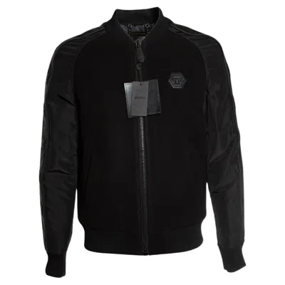 Pre-owned Philipp Plein , Wool Fleece Bomber In Black
