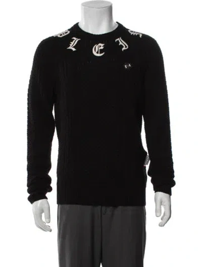 Pre-owned Philipp Plein Wool Graphic Print Pullover In Black