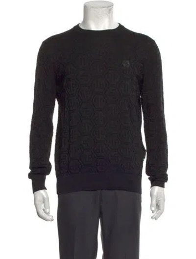 Pre-owned Philipp Plein Wool Graphic Print Pullover In Black
