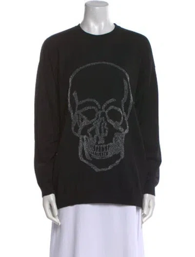 Pre-owned Philipp Plein Wool Graphic Print Sweater In Black