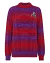 Philipp Plein Wool Knit Pullover Round Neck Ls Skull & Bones In Multi