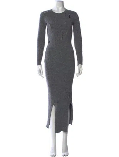 Pre-owned Philipp Plein Wool Long Dress In Grey