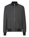 Philipp Plein Wool Pinstripe Bomber Ls