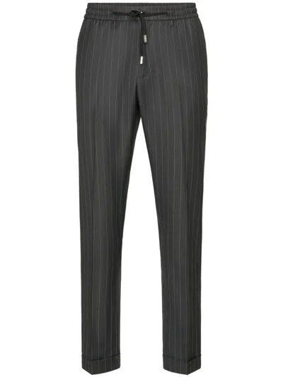 Philipp Plein Wool Pinstripe Jogging Trousers In 灰色