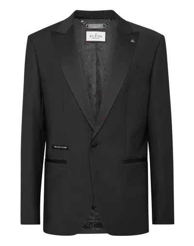 Philipp Plein Wool Printed Blazer Skull In Black