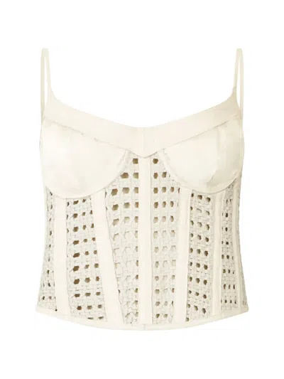 Philipp Plein Woven Leather Bustier In Neutral