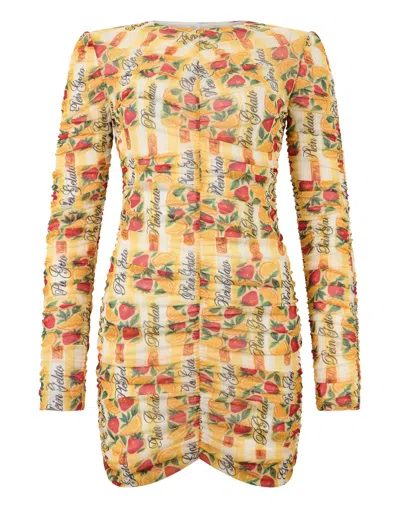 Philipp Plein Wrinkled Tulle Mini Dress Gelato In Multi