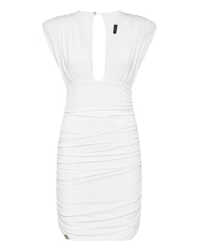 Philipp Plein Wrinkles Mini Dress In White