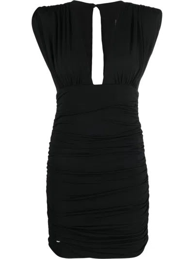 Philipp Plein Wrinkles Ruffle-detail Mini Dress In Black