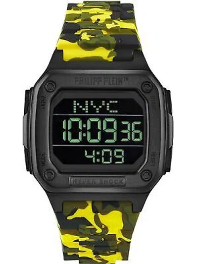 Pre-owned Philipp Plein Wristwatch  Hyper Shock Pwhaa1722 Silicone Camo Yellow Chrono Alarm